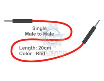 Male to Male Single Connecting Wire 20cm Red