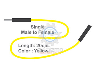 Male to Female Single Connecting Wire 20cm Yellow