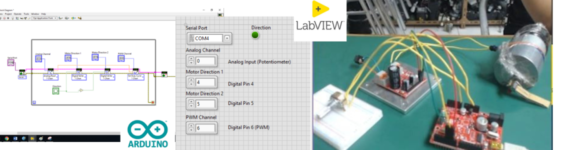 LabVIEW + gizDuino UNO-SE: Controlling a DC Motor with potentiometer using Hulkster Motor Driver