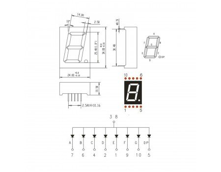 1-inch 7 segment LED Display Red Common Anode 1106BS Series
