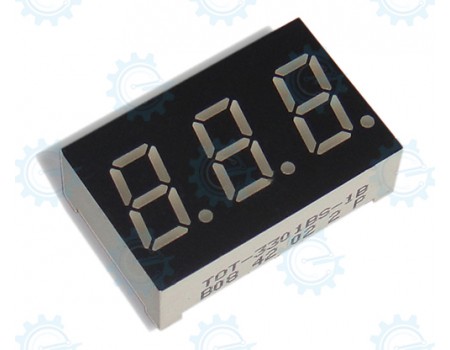 TOT-330-1BS-1B 7-Segment 3-Digit C.A. Red 22X14mm