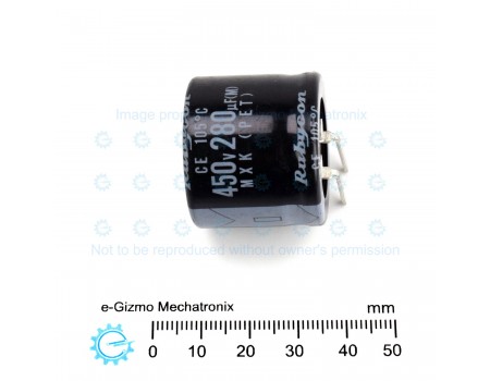 Rubycon 280uF/450V 105C Snap in Horizontal Mount MXK Series