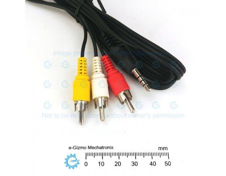 3-way RCA  to Phone Plug AV Cable 1.26M