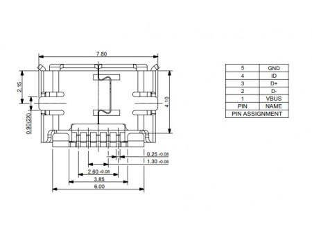 Molex MicroUSB socket 5-pins Female 0473460001