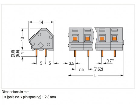 Wago Terminal Block  CAGE CLAMP 236-502 2pole 10A