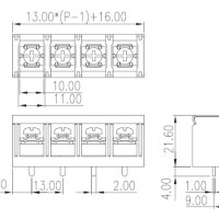 Dinkle PCB Barrier Screw Terminal Block 5-way 40A 13mm pitch DT-7