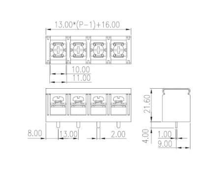 Dinkle PCB Barrier Screw Terminal Block 5-way 40A 13mm pitch DT-7