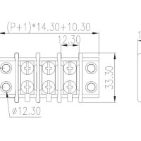 Dinkle Panel Mount Barrier Screw Terminal Block 3-way 35A 14.3mm pitch 0113