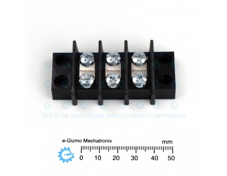 Dinkle Panel Mount Barrier Screw Terminal Block 3-way 35A 14.3mm pitch 0113