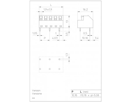CTL 6-pole Screwless Terminal Block PC Solderable 10A
