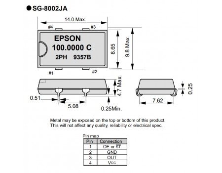 11.298600 MHz Crystal Oscillator 3.3VDC SG-8002JA PC CSMD