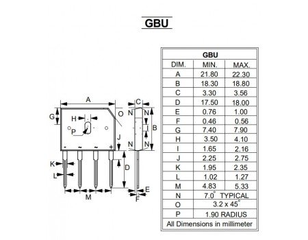 LiteON GBU808 8A 800V Bridge Rectifier