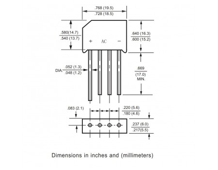 PBL403 200V 4A Bridge Rectifier UL Certified