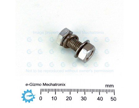 SS Hex Bolt & Nut M8 x 20mm Stainless Steel with Flat + Lock Washer