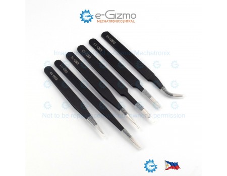 6-pc Tweezer Set For Electronics Static Safe