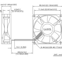 Delta  80x80mm 12VDC 0.51A 4000RPM Fan 4-wires Speed Out & PWM In AFB0812SH