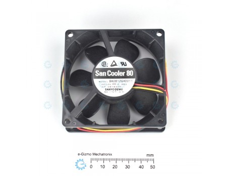 Sanyo Denki San Cooler 80x80x25mm 12V Fan with Stall Sensor UL TUV CSA
