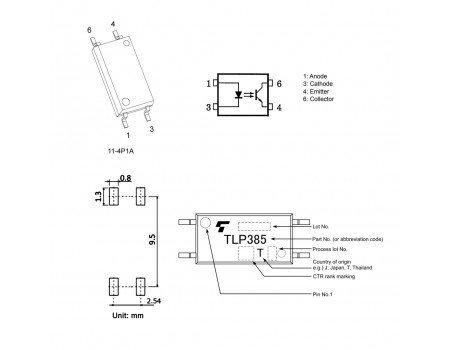 Toshiba TLP385-GR Transistor Output Optocoupler TLP385GR High Isolation