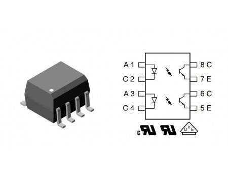 ILD206T Dual Channel Optocoupler Transistor Output AMD SOIC-8