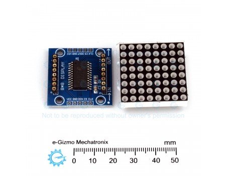 8x8 3mm Dot Matrix Display Red GC7219 MAX7219