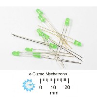 10s 3mm LED Green High Brightness LED rounded tip