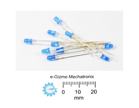 10s 3mm LED Blue High Brightness LED rounded tip