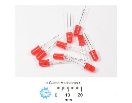 10s 5mm LED RED High Brightness LED rounded tip 
