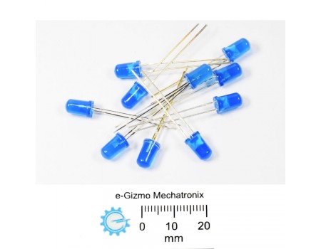 10s 5mm LED Blue High Brightness LED rounded tip