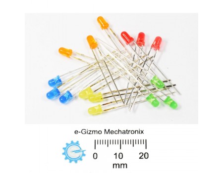 15s 3mm High Brightness LED rounded tip Assorted Colors