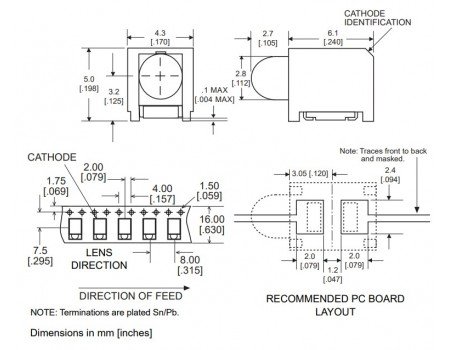 3mm Prism Circuit Board Indicator RED SMD