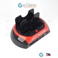 Two Bay SATA HDD Docking Station and Card Reader + Power Adapter USB2.0