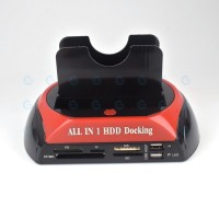 Two Bay SATA HDD Docking Station and Card Reader + Power Adapter USB2.0