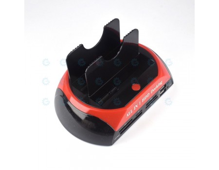 Two Bay SATA HDD Docking Station and Card Reader + Power Adapter USB2.0