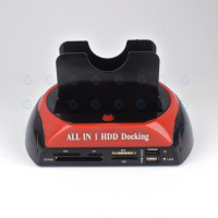 Two Bay SATA + IDE HDD Docking Station and Card Reader + Power Adapter USB2.0