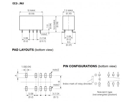 NEC EE2-5NU 5V 2A DPDT Compact SMD Relay UL,CSA