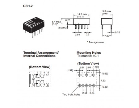 Omron G6H-2-100 Ultra Sensitive Compact DPDT Relay 12V DIP