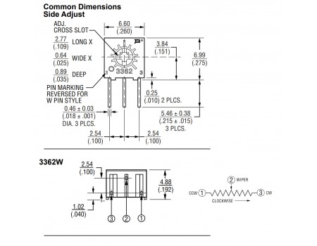 Bourns 2K Cermet Precision Trimmer Potentiometer Sealed Single Turn 3362W