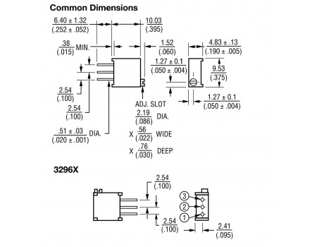 Bourns 3296X 5K 25 Turns Precision Trimmer Potentiometer Resistor