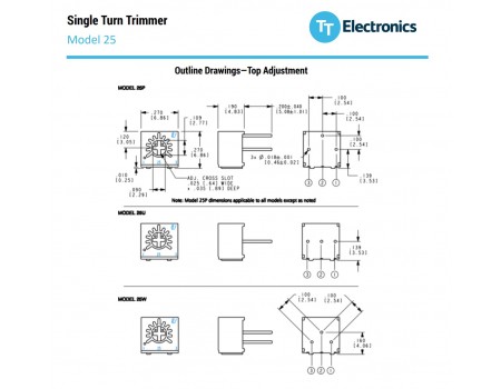 BI 25PR50KLF 50K Precision Trimmer Potentiometer Trimpot Single Turn