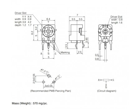Panasonic  20K Dustproof Cermet Trimmer Potentiometer Resistor Single Turn