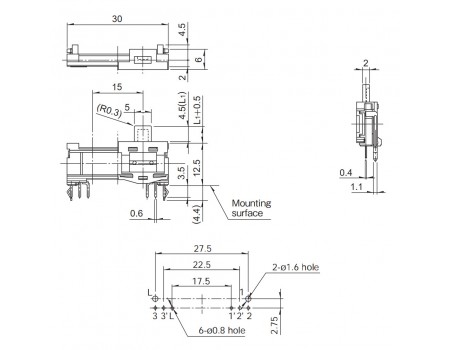 Alps Dual Slide Potentiometer 50KB x2 Open Frame Center Detent