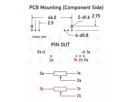 Dual Slide Potentiometer 100KA x2 Open Frame 46mm