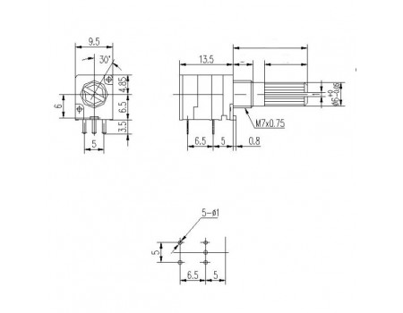 A50K Audio Tapered Sealed Potentiometer with switch