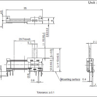 Single Slide Potentiometer Fader 250K B4 taper x1 Open Frame Center Detent