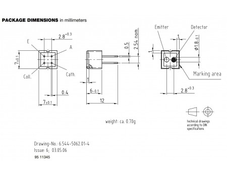 Vishay CNY70 Reflective Optical Sensor with Transistor Output