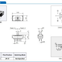 Hosiden 2P3T Miniature Slide Switch 3-position HSW1031-01-410