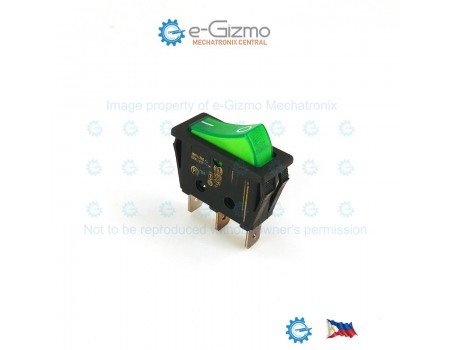 Rocker Seesaw Switch 16A 250VAC SPST with Neon Illumination Green