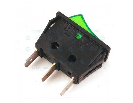 Rocker Seesaw Switch 16A 250VAC SPST with Neon Illumination Green