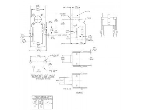Tyco Tact Tactile Switch Right Angle SPST 6x6mm 1825027-8 FSMRAJ 6 x 6 Series