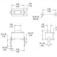 Miniature Tact Switch SPST Through Hole 50mA 50VDC
